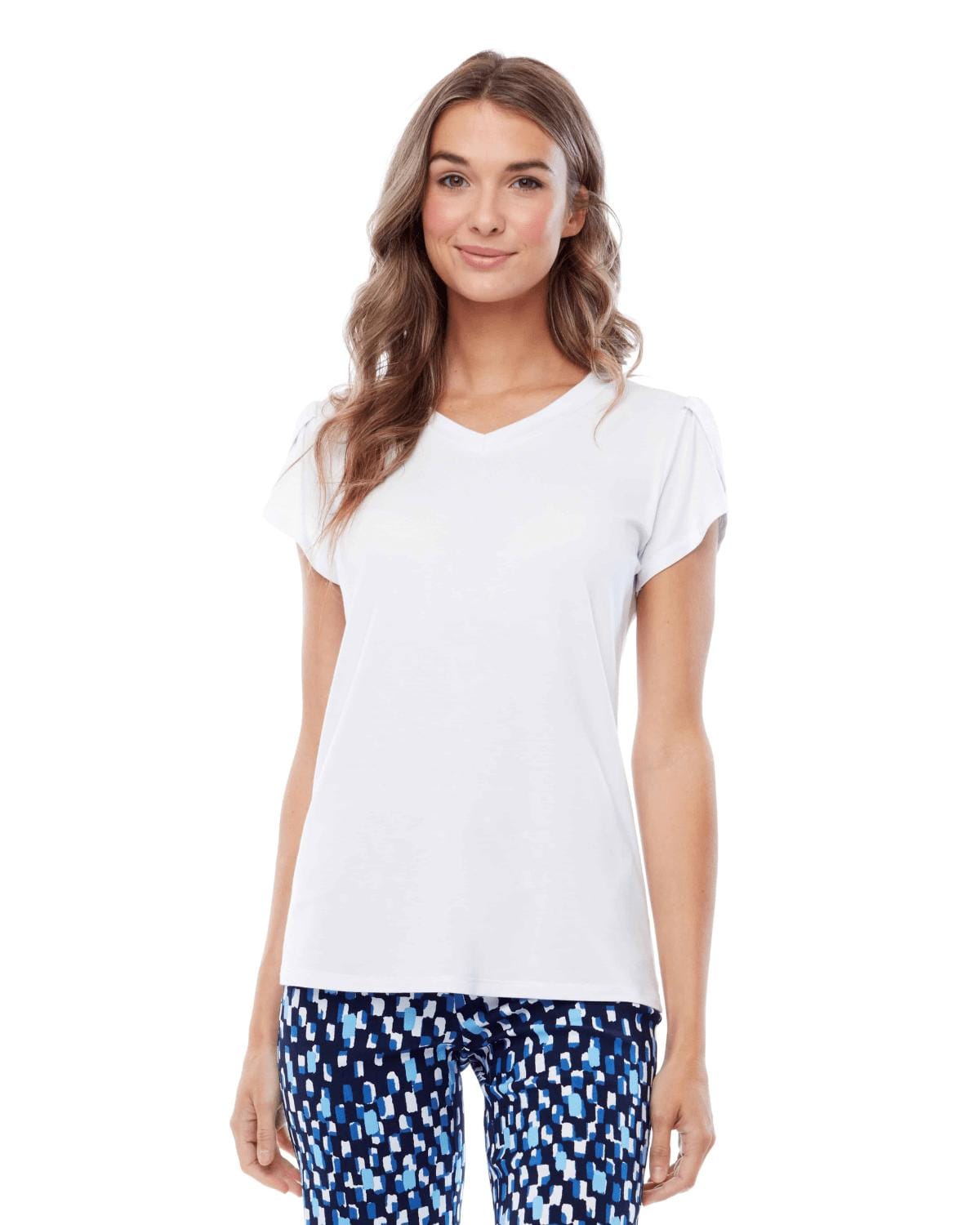 UP! Women's Shirts & Tops White / Small Petal Sleeve V-Neck Top